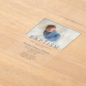 Invitations En Acrylique Photo Garçon Élégant moderne Baptême (Poser)