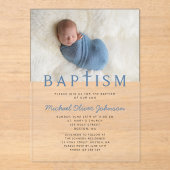 Invitations En Acrylique Photo Garçon Élégant moderne Baptême (Recto)