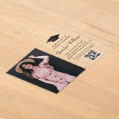 Invitations En Acrylique photo graduation party qr code rsvp or confetti (Poser)