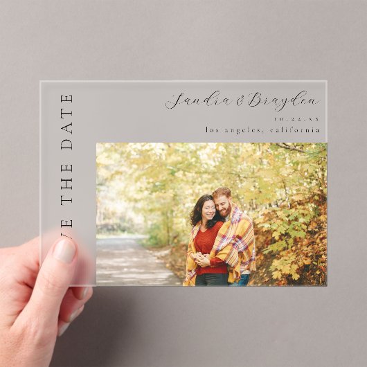 Invitations En Acrylique Photo H MOD Simple Enregistrer la date (In situ (ordinateur de poche))