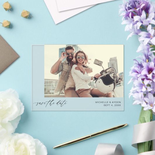 Invitations En Acrylique Photo H MOD Simple Enregistrer la date 1b (Insitu (Mariage))