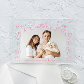 Invitations En Acrylique Photo Heureuse Sainte-Valentin de script rose mode