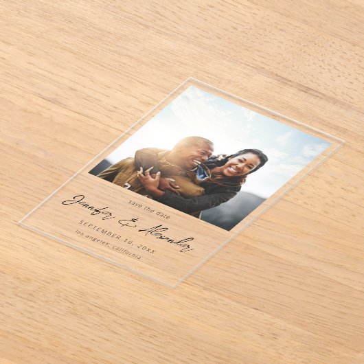 Invitations En Acrylique Photo instantanée 2 Enregistrer la date (Poser)
