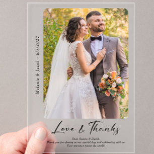 Invitations En Acrylique Photo Mariage Merci givré