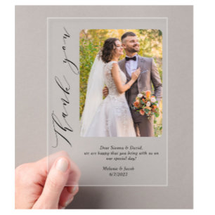 Invitations En Acrylique Photo Mariage Merci Glaçage