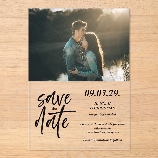 Invitations En Acrylique Photo Minimalist Save the date (Recto)