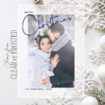 Invitations En Acrylique Photo minimaliste de Noël moderne mariée<br><div class="desc">Célébrez votre premier Noël en couple marié avec cette carte de vacances élégamment simple mais émotionnellement puissante. L'image de vous deux, enveloppé de foulards douillets et entouré par le pays des merveilles hivernales, résume la chaleur et l'amour qui remplit l'air au moment le plus spécial de l'année. Avec le script...</div>
