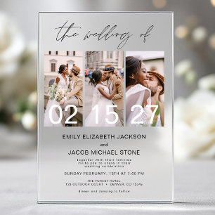 Invitations En Acrylique Photo Minimaliste Élégant Mariage Moderne 3 Photo