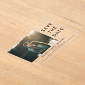 Invitations En Acrylique Photo minimaliste Enregistrer la date (Poser)