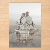 Invitations En Acrylique Photo minimaliste Mariage moderne (Recto)