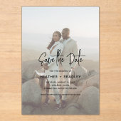 Invitations En Acrylique Photo minimaliste Mariage moderne Enregistrer la d (Recto)