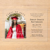Invitations En Acrylique Photo Modern Arch Graduate Script Graduate Party (Recto)