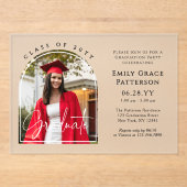 Invitations En Acrylique Photo Modern Arch Graduate Script Graduate Party (Recto)