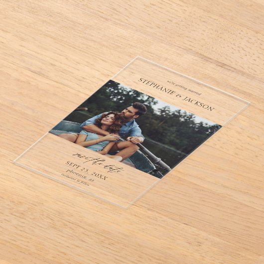 Invitations En Acrylique Photo Modern H Pano Enregistrer la date (Poser)