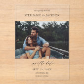 Invitations En Acrylique Photo Modern H Pano Enregistrer la date (Recto)