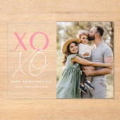 Invitations En Acrylique Photo moderne XOXO Pink Saint Valentin (Recto)