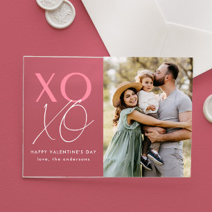 Invitations En Acrylique Photo moderne XOXO Pink Saint Valentin
