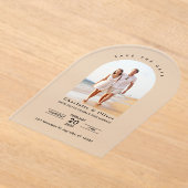 Invitations En Acrylique Photo Personnalisée Moderne Enregistrer La Date (Poser)