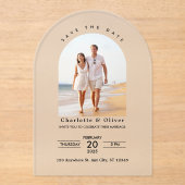 Invitations En Acrylique Photo Personnalisée Moderne Enregistrer La Date (Recto)