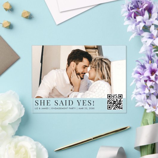 Invitations En Acrylique Photo QR Code Modern Engagement Party (Insitu (Mariage))
