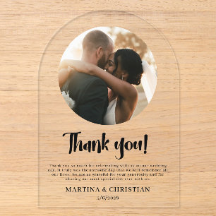 Invitations En Acrylique Photo Script Mariage Carte de remerciement Arch