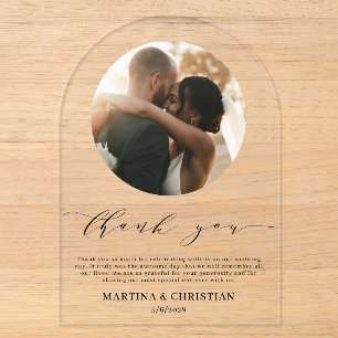 Invitations En Acrylique Photo Script Mariage Carte de Remerciement Arch