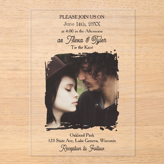 Invitations En Acrylique Photo Template Translucent| Photo Wedding (Recto)