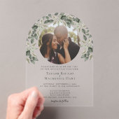 Invitations En Acrylique Photo Wedding Personalized Modern Leaf Frame (In situ (ordinateur de poche))