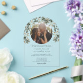 Invitations En Acrylique Photo Wedding Personalized Modern Leaf Frame (Insitu (Mariage))