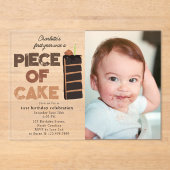 Invitations En Acrylique Piece of Cake Invite 1st  First Birthday Photo (Recto)