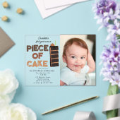 Invitations En Acrylique Piece of Cake Invite 1st  First Birthday Photo (Insitu (Mariage))