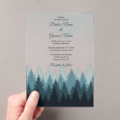 Invitations En Acrylique Pine Arbre Aquarelle Forêt Mariage rustique (In situ (ordinateur de poche))