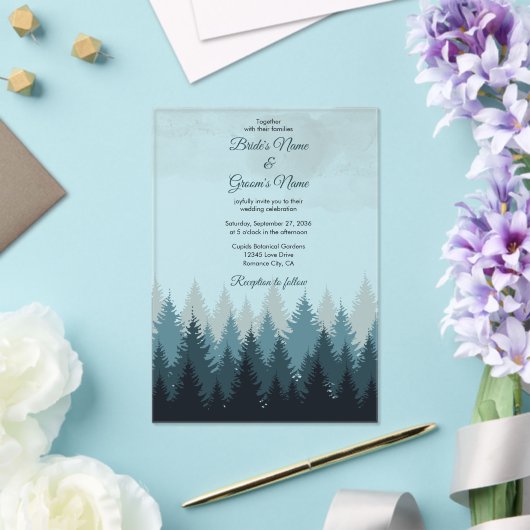 Invitations En Acrylique Pine Arbre Aquarelle Forêt Mariage rustique (Insitu (Mariage))