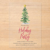 Invitations En Acrylique Pine d'aquarelle Noël (Recto)