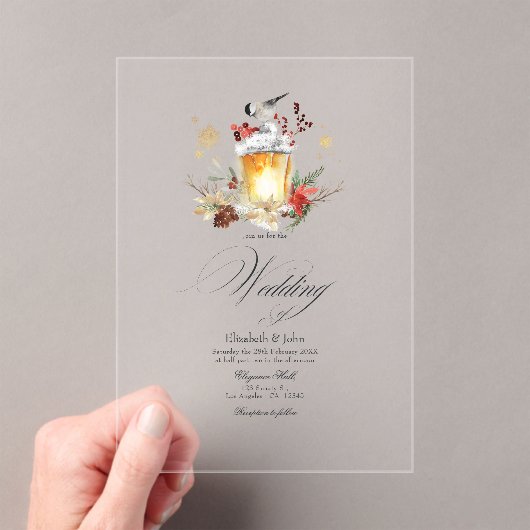 Invitations En Acrylique Pine et épicéa Hiver Wonderland Mariage (In situ (ordinateur de poche))