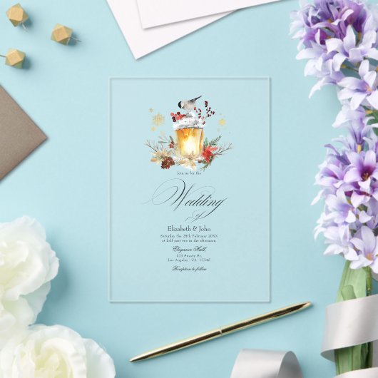 Invitations En Acrylique Pine et épicéa Hiver Wonderland Mariage (Insitu (Mariage))