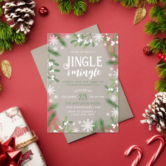 Invitations En Acrylique Pine Snowflakes Jingle & Mingle Christmas Party (Insitu (vacances))