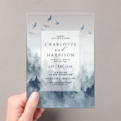 Invitations En Acrylique Pine Tree Forest Rustique Mariage d'aquarelle (In situ (ordinateur de poche))