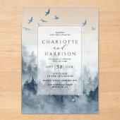 Invitations En Acrylique Pine Tree Forest Rustique Mariage d'aquarelle (Recto)