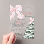 Invitations En Acrylique  Pine Tree Pink Bow Snowflakes Baby Shower (In situ (ordinateur de poche))