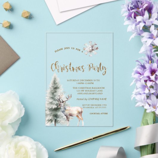 Invitations En Acrylique Pine Tree,Reindeer,Snowflake Black Christmas  (Insitu (Mariage))