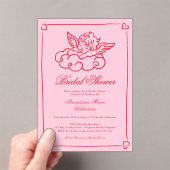 Invitations En Acrylique Pink and Red Cherub Whimsical Bridal Shower  (In situ (ordinateur de poche))