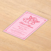 Invitations En Acrylique Pink and Red Cherub Whimsical Bridal Shower  (Poser)