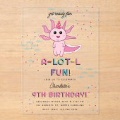 Invitations En Acrylique Pink Axolotl Enfants mignonne Salamander Anniversa (Recto)