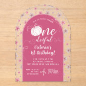 INVITATIONS EN ACRYLIQUE PINK BOW & ARCH FALL PUMPKIN FLOWERS BIRTHDAY (Recto)