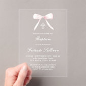 Invitations En Acrylique pink bow Baptism girl (In situ (ordinateur de poche))