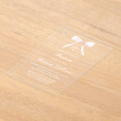 Invitations En Acrylique pink bow Baptism girl (Poser)