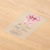 Invitations En Acrylique Pink Bow C'est une fille Baby shower élégant (Poser)