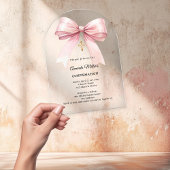 Invitations En Acrylique Pink bow cream girl Confirmation arch