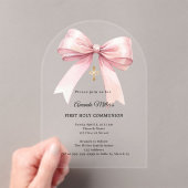 Invitations En Acrylique Pink bow cream girl First Communion arch (In situ (ordinateur de poche))